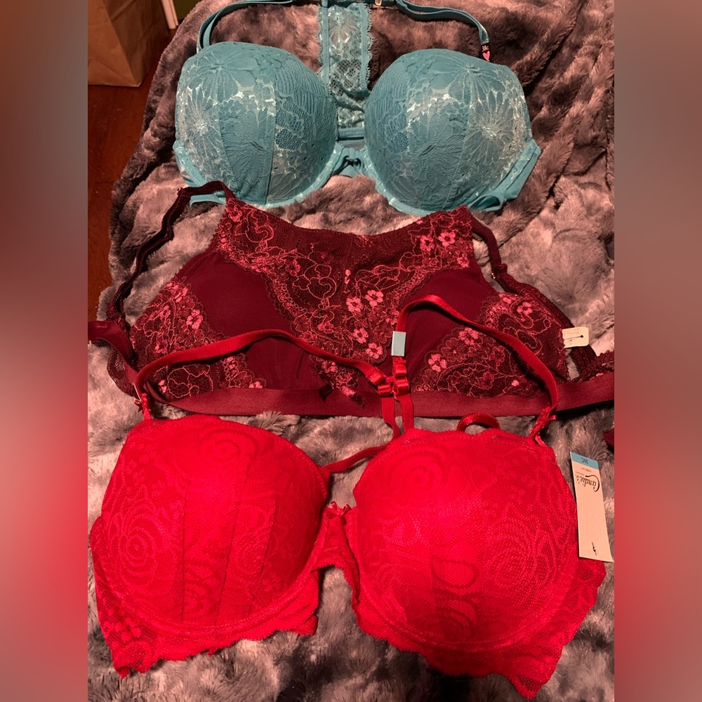 3 piece bundle bras NWT, Victoria’s  Secret, Candies & SophieB, 36C, large, 38C